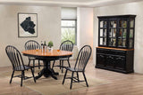 Sunset Trading Black Cherry Selections 7 Piece 48 Round To 66 Oval Extendable Dining Set | Butterfly Leaf Pedestal Table | C