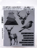 Tim Holtz Stampers Anon Cling RBBR Stamp Set CMS, Modern Christmas