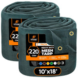 Xpose Safety Heavy Duty Green Mesh Tarp 10 x 18 (2-Pack) - 70% Sunblock Shade Cloth with Grommets for Garden, Fence, Privacy S