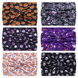 HAUHC 6 Pack Halloween Headbands for Women Hair Bands Skull Headbands Pumpkin Bat Wide Holiday Hair Bands, Holiday Gift Hair Acc