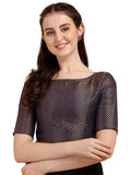 OOMPH! Jacquard Blue Readymade Blouse for Women - rbbl78m