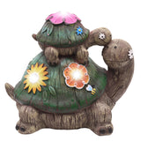 TERESA'S COLLECTIONS Garden Decor, Turtles Garden Decor, Family Tortoises with Solar Light, Waterproof Resin Garden Statue, Turt