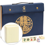 Yellow Mountain Imports Bleau Fontaine Chinese Mahjong Set with 146 Medium Tiles and Blue Vinyl Case - for Chinese Style Gamepla