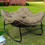 TXGDPIONEER Papasan Rocking Chair, Oversized Patio Papasan Chairs Indoor with Cushion & Pillow, Egg-Shaped Rocking Chair Outdoor