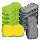 Dish Sponges Kitchen, 12 Pack MultiPurpose Microfiber Scrub Sponge DualSided Heavy Duty NonScratch Scrubber, Reusable Clean