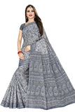 TAMAIRA FASHION Womens Plain Weave Pure Cotton Saree Without Blouse Piece (AB18_Grey)