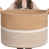 CHICVITA XXL Extra Large Cotton Rope Woven Basket, Throw Blanket Storage Basket with Handles, Decorative Clothes Hamper - 22 x 2