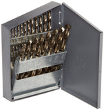 Chicago Latrobe 69887 1V713 550 Series Cobalt Steel Jobber Length Drill Bit Set With Metal Case, Gold Oxide Finish, 135 Degree