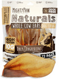 Mighty Paw 100% Natural Unbleached Cow Ears for Dogs - Single Ingredient - Cows Ears for Dogs Chew Treats Suitable for Small, Me