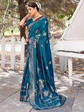 Leriya Fashion Womens Pure Jacquard Banarasi Kanjivarm Cotton Silk Saree With Blouse Piece | Saree For Women (Blue)