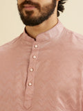 Manyavar Men'S Viscose Blend Textured Short Kurta (Pink,Xxxl) Light Pink 3Xl
