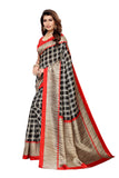 Gosriki Women'S Black Color Art Silk Printed Saree With Blouse Piece(Skased-Checks-Black_Free Size),Black,,B0821DCPH2