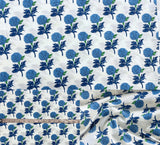 Indian Hand Block Print 60/60 Brown White 100% Cotton Fabric by The Yard, Lightweight Floral Quilting & Sewing Fabric for Dressm