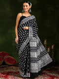 Libas Women'S Cotton Saree (16107_Black)