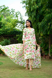 Anni Designer Women'S Rayon Blend Straight Printed Kurta With Pant & Dupatta (Kumud Cream-Vks03_Xxl_Cream_Xx-Large),Cream,2XL,,,