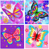 igoodom 4 PCS Diamond Art Kits for Kids, Butterfly Small Diamond Painting Kit, Small Diamond Art Kits for Kids Ages 4-8-12, DIY