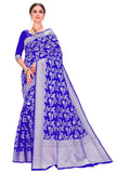 Glory Sarees Womens Banarasi Artificial Silk Saree With Blouse Piece (kara124-royalblue_Royal Blue)