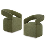 KISLOT Upholstered Dining Chair with Removable Casters Barrel Side Armchair with Rollers for Diningroom Bedroom Livingroom Readi