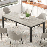 dainslef 71 Inch Industrial Dining Table, Large Rectangle Kitchen Table with Metal Legs, Round Corners, Wooden Conference Tables