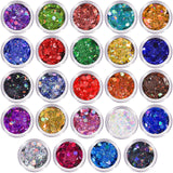 LEOBRO Glitter, 24 Jars Holographic Chunky Glitter for Crafts, Resin, Sequins for Crafts, Hair Face Body Makeup Nail, DIY Arts a