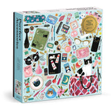 Galison Purrfect Accessories - 500 Piece Foil Jigsaw Puzzle Featuring Beautiful Artwork of A Cat Lover's Handbag