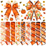 Yuxung 9 Rolls 45 Yards Thanksgiving Burlap Wired Wrapping Ribbon Buffalo Plaid Pumpkin Truck Turkey Maple Harvest Fall Ribbon T