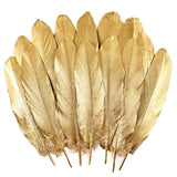 MAOFENG 150pcs 5-7 Inches Natural Goose Feathers Bulk DIY Crafts Feathers for Wedding Party Halloween Clothing Accessories,Golde