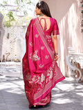 Leriya Fashion Womens Pure Jacquard Banarasi Kanjivarm Cotton Silk Saree With Blouse Piece | Saree For Women (Dark Pink)