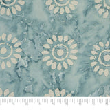 Singer Fabric - 100% Cotton, Batik Collection, Cadet Blue Sunflower, 42 Inches, 2 Yard Precut