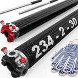 Blesseras Garage Door Coated Torsion Springs with Non-Slip Winding Bars, Electrophoretic Coated, 1 Pair, 234 X 2'' X 30''