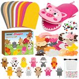 WATINC 12 Pcs Hand Puppet Making Kit, Art Craft Felt Sock Puppet Toys, Creative DIY Make Your Own Pompoms Wiggle Googly Eyes Sto