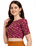 Oomph! Jacquard Pink Readymade Blouse For Women - Rbbl90Xl