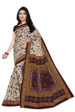TAMAIRA FASHION Womens Plain Weave Pure Cotton Saree Without Blouse Piece(1560_Beige&DarkChocolate)