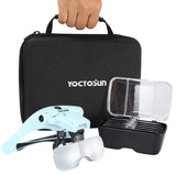 YOCTOSUN Magnifying Glasses with 4 LED Lights, Head Mount Magnifier with Storage Case,5 Lenses, Headband, Hands Free Lighted Hea