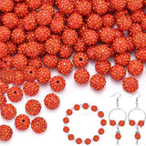 150 pcs 10mm Rhinestone Beads for Jewelry Making, Orange Shiny Round Shamballa Disco Beads Bulk, Sparkle Crystal Clay Christmas