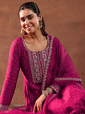 Libas Magenta Chanderi Silk Embroidered Kurta Sets For Women Magenta Xl