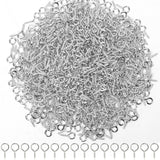 AUGSUN Eye Screws,500 Pcs Silver Screw Eye Pins 10 x 5 mm Mini Eye Hooks Screw for Crafts DIY Projects and Cork Top Bottles