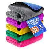 VIKROM 5 Pcs Thick Microfiber Cleaning Cloth 600 GSM, Double Sided Towels