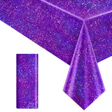 1 Piece Purple Holographic Laser Tablecloths Iridescence Shiny Table Covers 40 x 108 Aqua Foil Rectangle Table cloths for Hallow