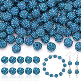 200pcs 10mm Rhinestone Beads for Jewelry Making, Blue Zircon Shiny Round Disco Ball Beads Bulk, Sparkle Crystal Clay Christmas f