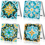 Diamond Painting Mirror,Pocket Mirror Cover Portable Magnifying Folding Purse Mirror,DIY Diamond Painting Compact Mirror 4 Pcs C