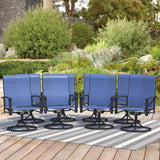 Stabrech Patio Swivel Chairs Set of 8, Swivel Outdoor Chairs with Armrest, Patio Chair with High Back and Metal Frame, Outdoor D