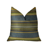 Plutus Brands Plutus Chic Stripe Indigo Handmade Throw Pillow, 16 X 16, Dark Blue/Olive Green/Cream