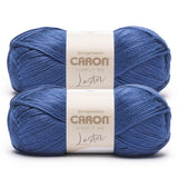 Caron Simply Me Luster Electric Blue Yarn - 2 Pack of 170g/6oz - 65% Nylon, 35% Acrylic - #4 Worsted (Medium) - 360 Yards - Knit