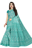TAMAIRA FASHION Womens Plain Weave Pure Cotton Saree Without Blouse Piece (AB18_Seagreen)