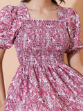 Kzully | Elegance: Smocked A-Line Midi Dress - Superior Comfort & Chic Style Dark Pink Dark Pink S