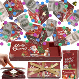 JINSTABAG Christmas Surprise Gift Box Explosion for Money, DIY Folding Bouncing Explosion Gift Box with Confetti, Money Gift Box