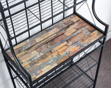 Pilaster Designs Leroy Transitional 5 Tier Freestanding Kitchen Bakers Rack With Black Metal Frame And Walnut Wood Center Shelf