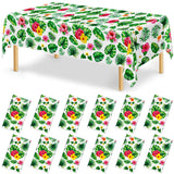 QZYL 12 Pack Hawaiian Luau Tablecloths, 108 X 54 Luau Party Decorations, Plastic Floral Leaf Tablecloth, Disposable Hawaiian Par
