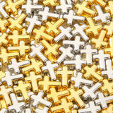 BERMRO 300pcs Cross Beads Gold&Silver Crosses Spacer Bead Bulk for DIY Crafting Necklace Bracelet Jewelry Making Keychain (Golde